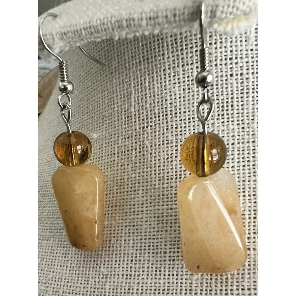 Natural Gemstone Pink Agate Jasper Quartz Necklace Earrings Set 20-23